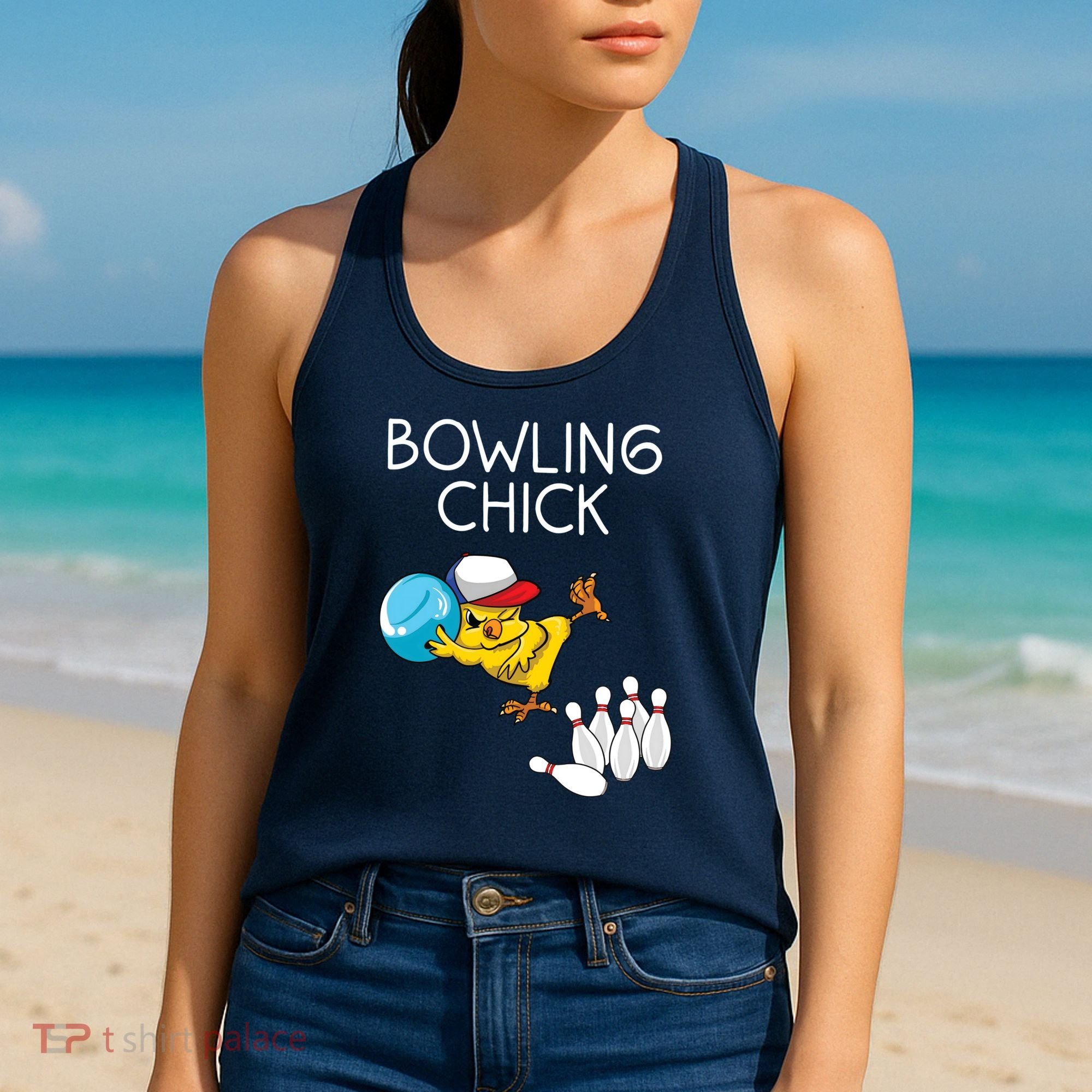 Funny Bowling Gift Women Cute Bowling Chick Sports Athlete Women's Tank Top