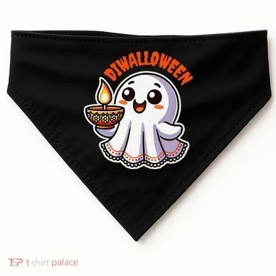 Fun Boo Ghost Lantern Diwali Deepavali Halloween Diwalloween USA-Made Doggie Bandana