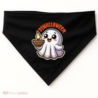 Fun Boo Ghost Lantern Diwali Deepavali Halloween Diwalloween USA-Made Doggie Bandana thumb 0