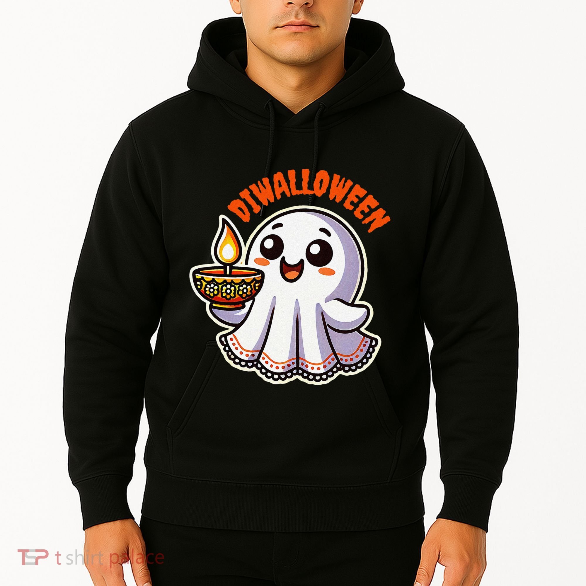 Fun Boo Ghost Lantern Diwali Deepavali Halloween Diwalloween Hoodie