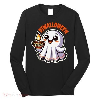 Fun Boo Ghost Lantern Diwali Deepavali Halloween Diwalloween Long Sleeve Shirt