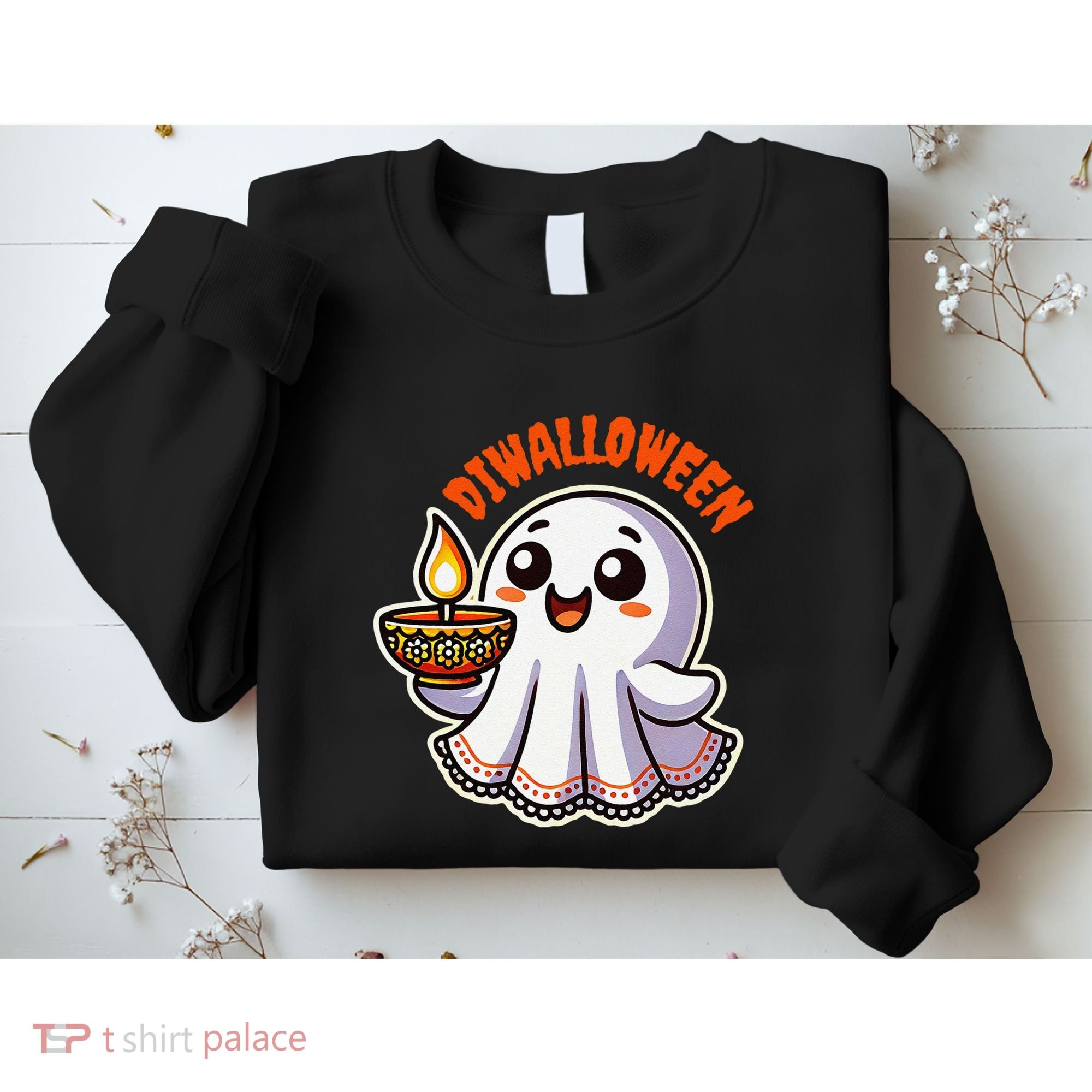 Fun Boo Ghost Lantern Diwali Deepavali Halloween Diwalloween Sweatshirt