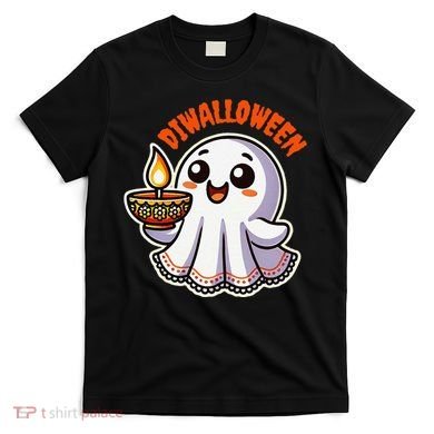 Fun Boo Ghost Lantern Diwali Deepavali Halloween Diwalloween T-Shirt