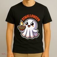 Fun Boo Ghost Lantern Diwali Deepavali Halloween Diwalloween T-Shirt thumb 3