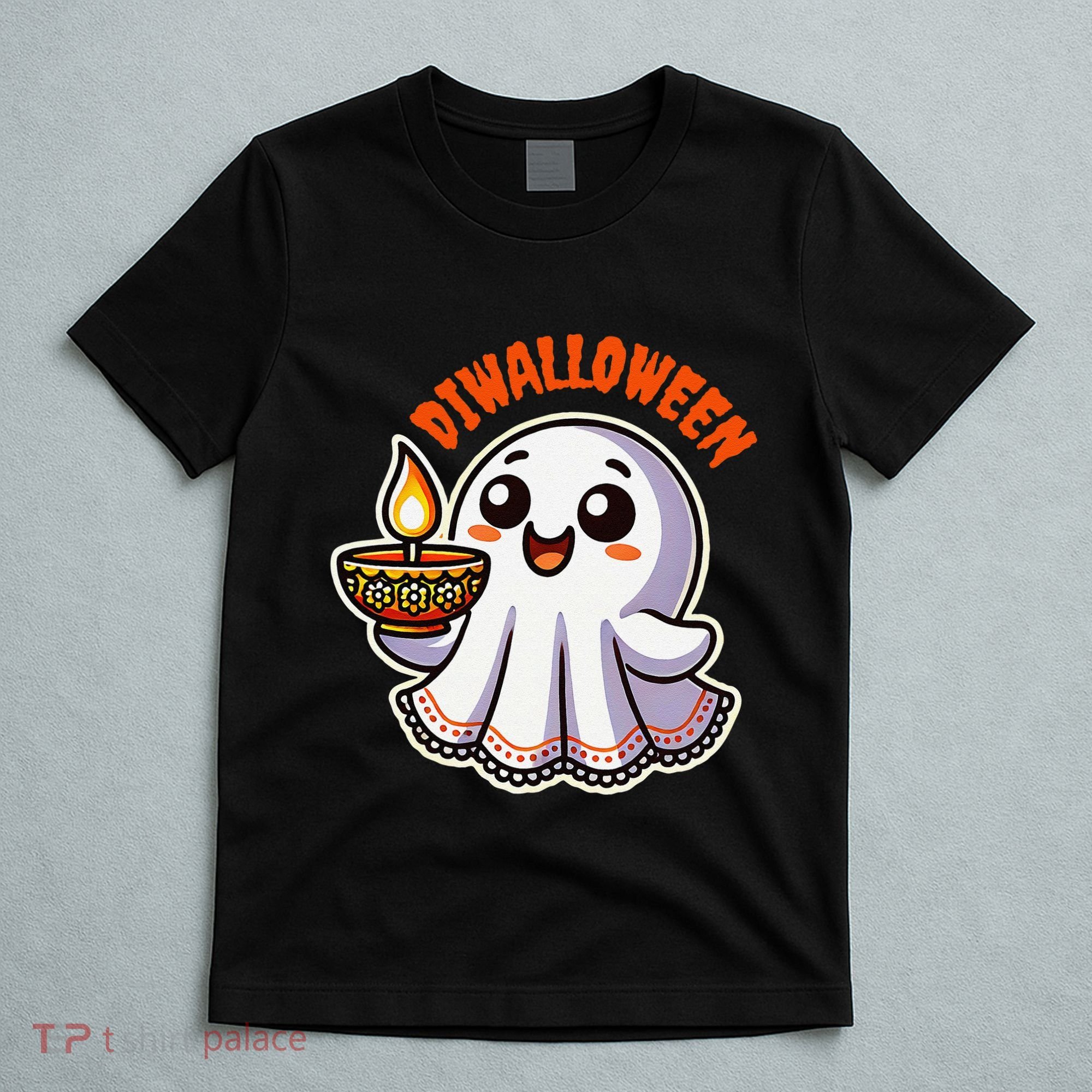 Fun Boo Ghost Lantern Diwali Deepavali Halloween Diwalloween T-Shirt