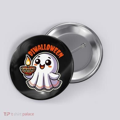 Fun Boo Ghost Lantern Diwali Deepavali Halloween Diwalloween Button
