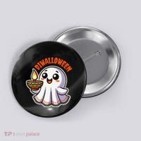 Fun Boo Ghost Lantern Diwali Deepavali Halloween Diwalloween Button thumb 0