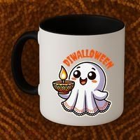 Fun Boo Ghost Lantern Diwali Deepavali Halloween Diwalloween Coffee Mug thumb 2