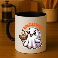 Fun Boo Ghost Lantern Diwali Deepavali Halloween Diwalloween Coffee Mug thumb 4