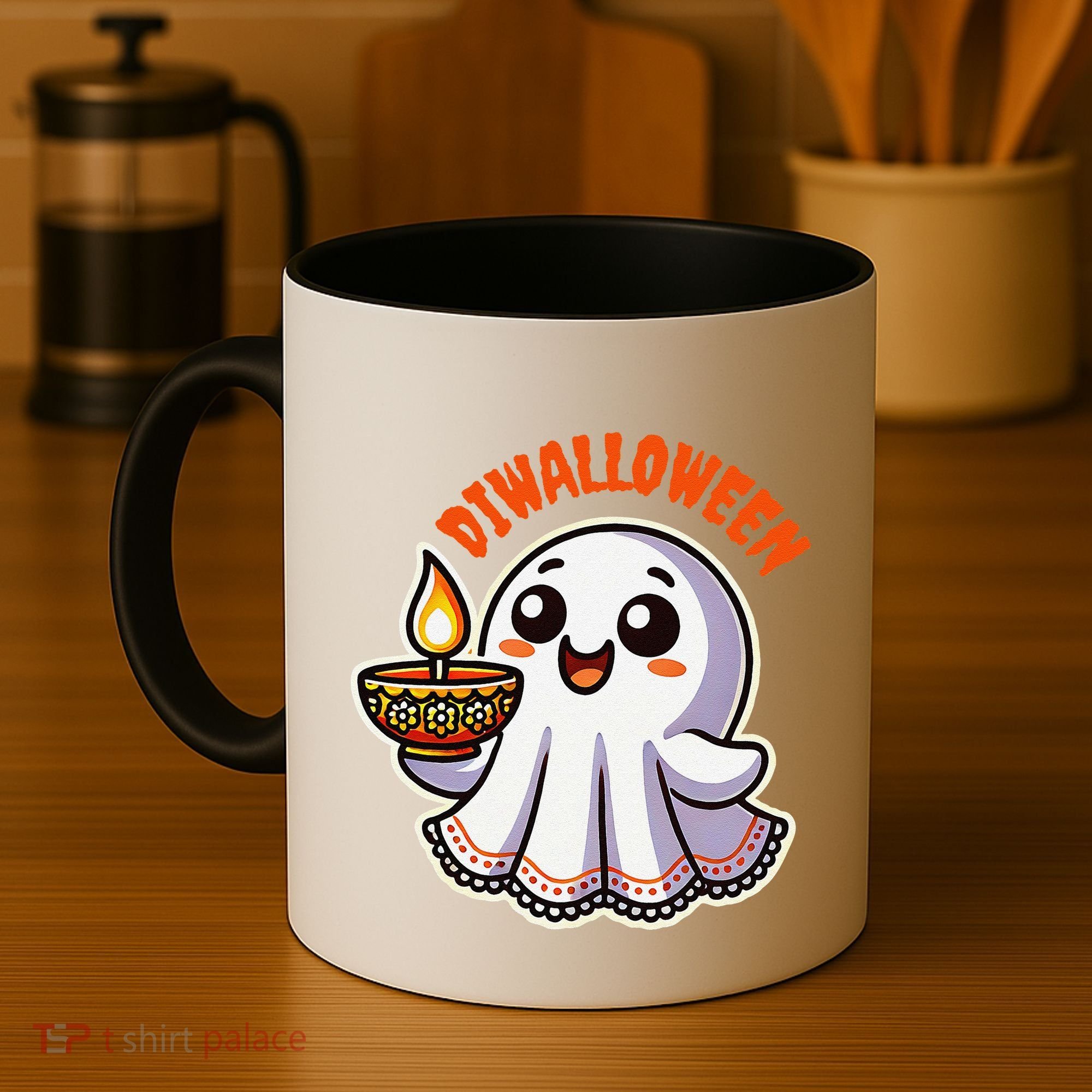 Fun Boo Ghost Lantern Diwali Deepavali Halloween Diwalloween Coffee Mug