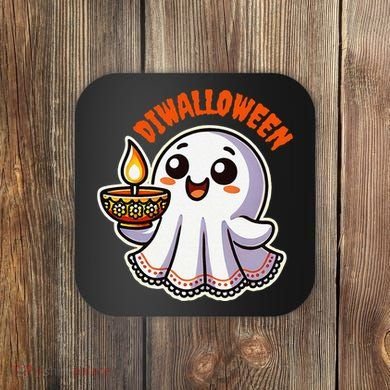 Fun Boo Ghost Lantern Diwali Deepavali Halloween Diwalloween Coaster