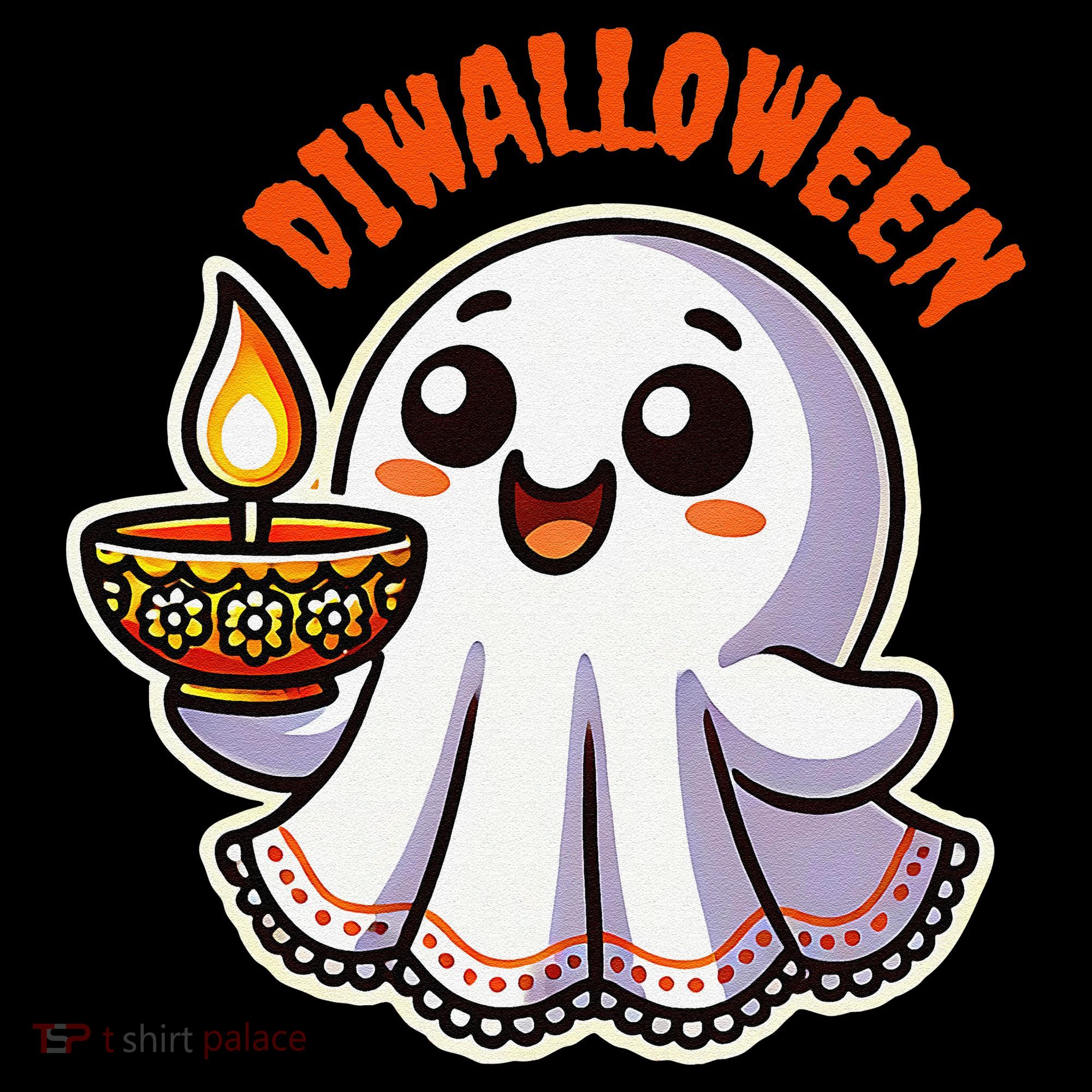 Fun Boo Ghost Lantern Diwali Deepavali Halloween Diwalloween Women's Hoodie