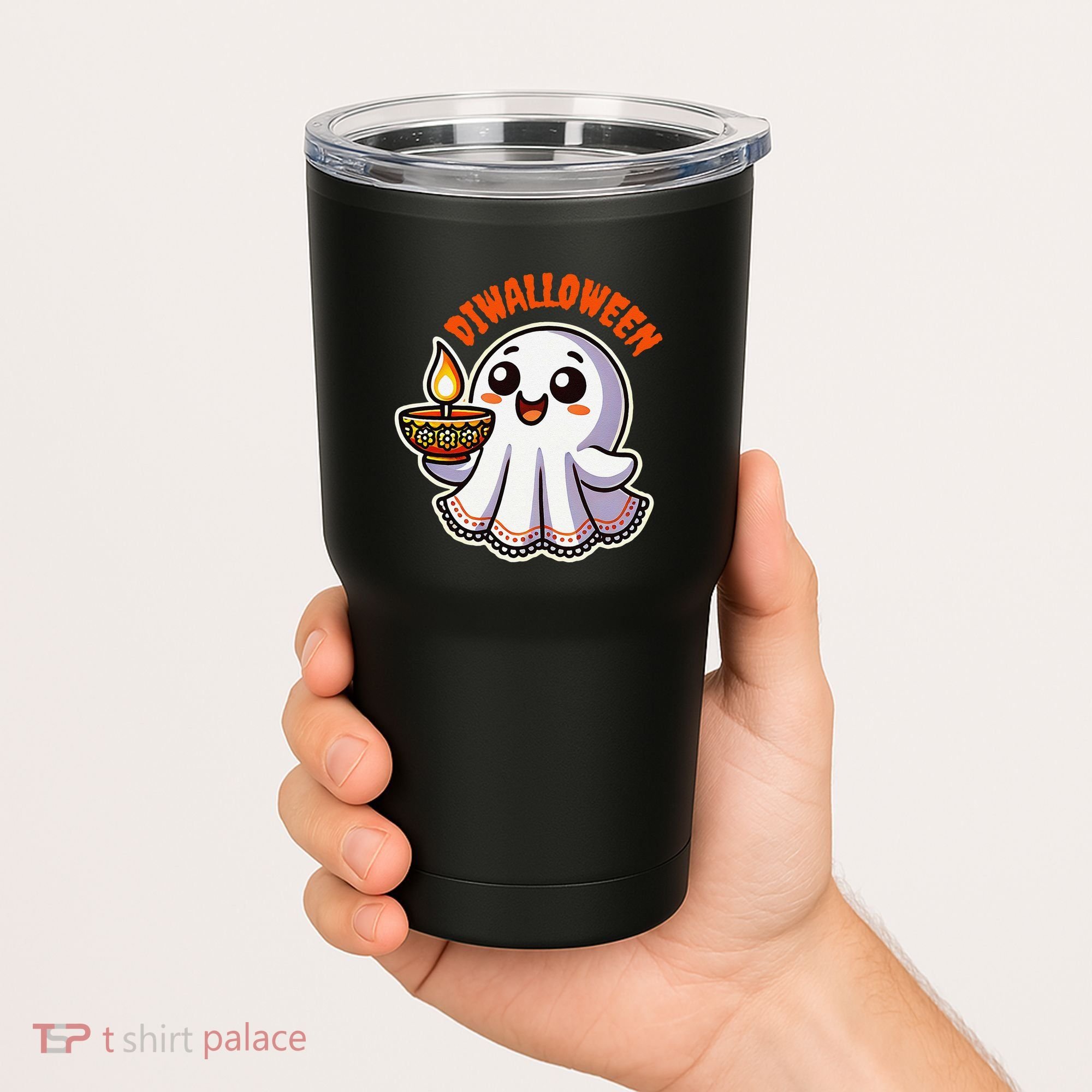 Fun Boo Ghost Lantern Diwali Deepavali Halloween Diwalloween Tumbler