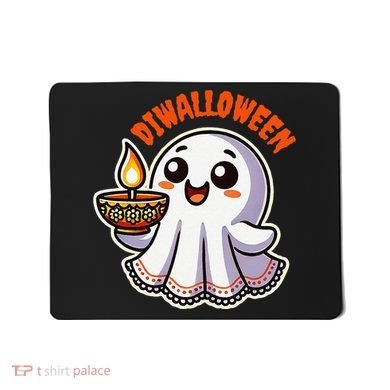 Fun Boo Ghost Lantern Diwali Deepavali Halloween Diwalloween Mousepad