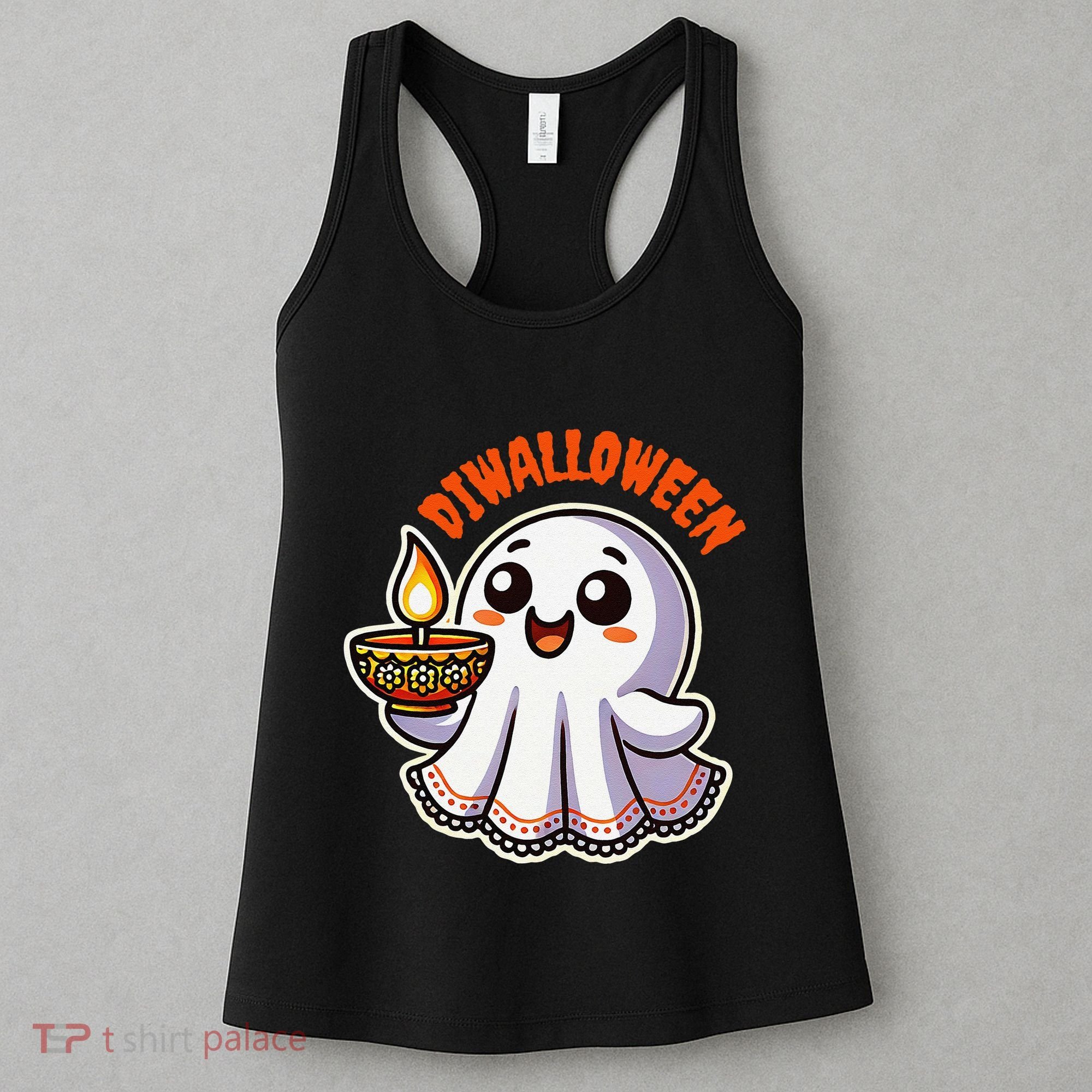 Fun Boo Ghost Lantern Diwali Deepavali Halloween Diwalloween Women's Tank Top