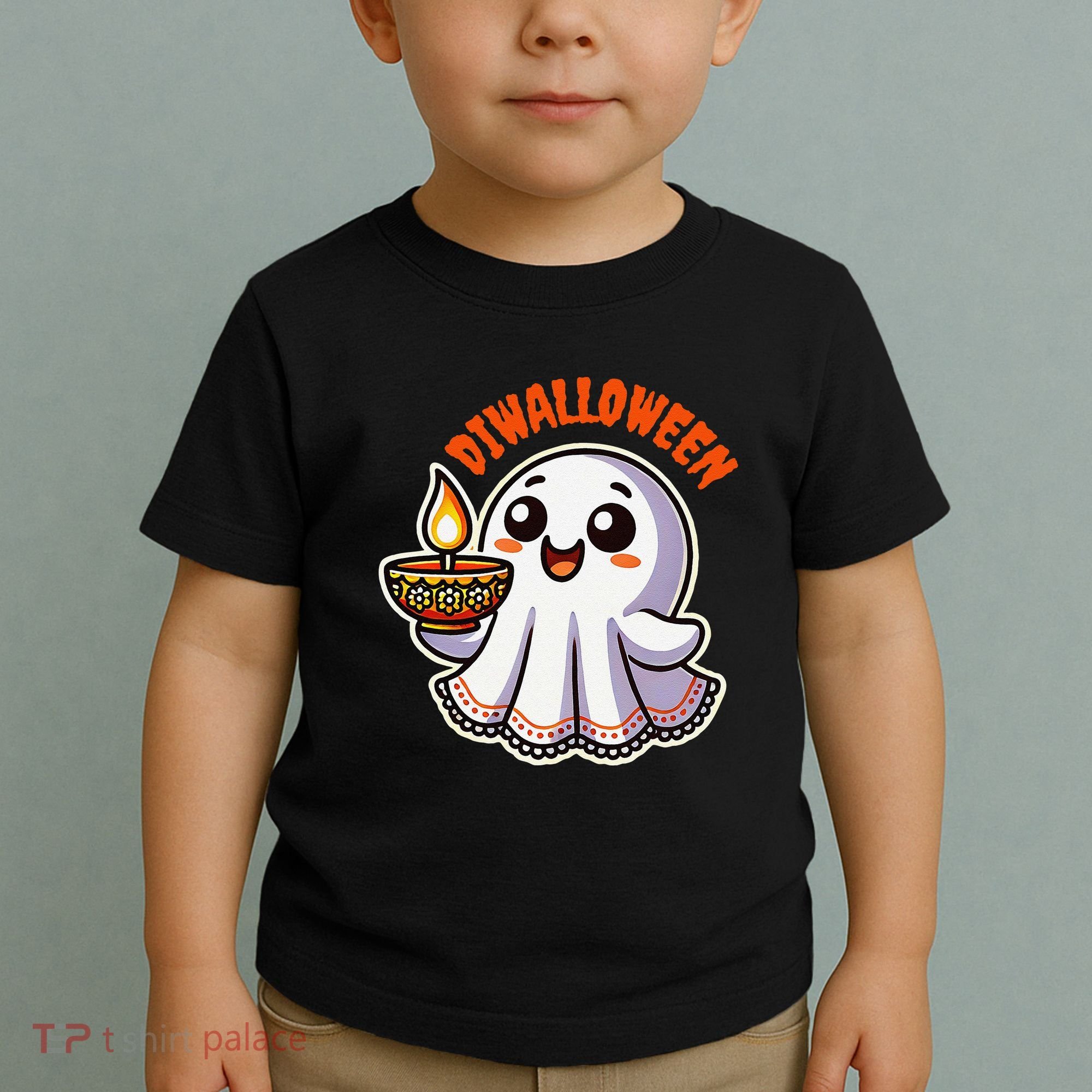 Fun Boo Ghost Lantern Diwali Deepavali Halloween Diwalloween Toddler T-Shirt