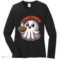 Fun Boo Ghost Lantern Diwali Deepavali Halloween Diwalloween Women's Long Sleeve Shirt thumb 0