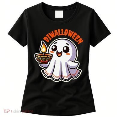 Fun Boo Ghost Lantern Diwali Deepavali Halloween Diwalloween Women's T-Shirt