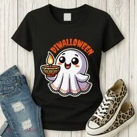Fun Boo Ghost Lantern Diwali Deepavali Halloween Diwalloween Women's T-Shirt thumb 3