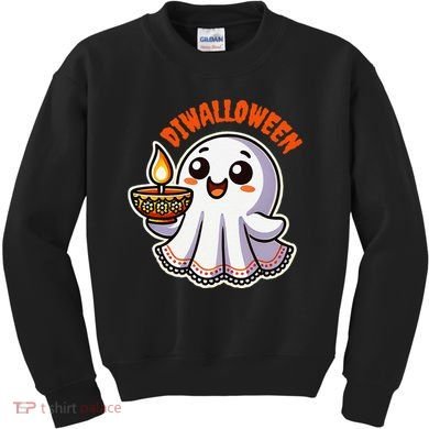 Fun Boo Ghost Lantern Diwali Deepavali Halloween Diwalloween Kids Sweatshirt