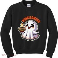 Fun Boo Ghost Lantern Diwali Deepavali Halloween Diwalloween Kids Sweatshirt thumb 0