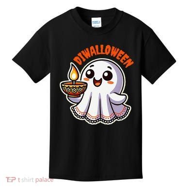 Fun Boo Ghost Lantern Diwali Deepavali Halloween Diwalloween Kids T-Shirt