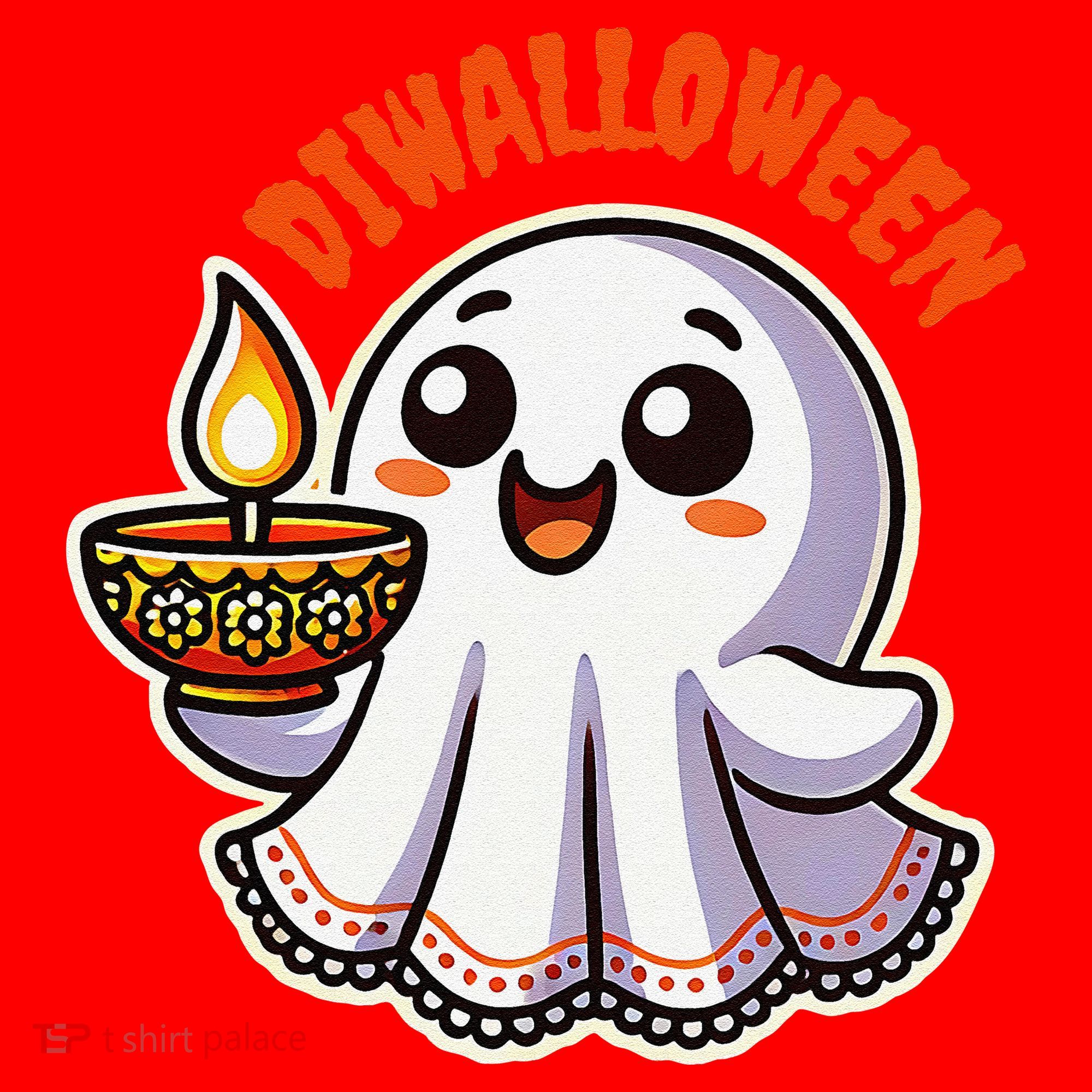 Fun Boo Ghost Lantern Diwali Deepavali Halloween Diwalloween Santa Hat
