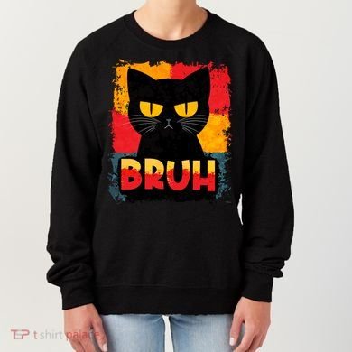 Funny Bruh Grumpy Black Cat Women's Sweatshirt