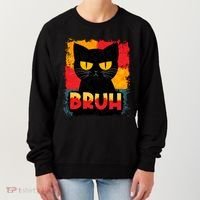 Funny Bruh Grumpy Black Cat Women's Sweatshirt thumb 0