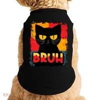 Funny Bruh Grumpy Black Cat Doggie Tank thumb 0
