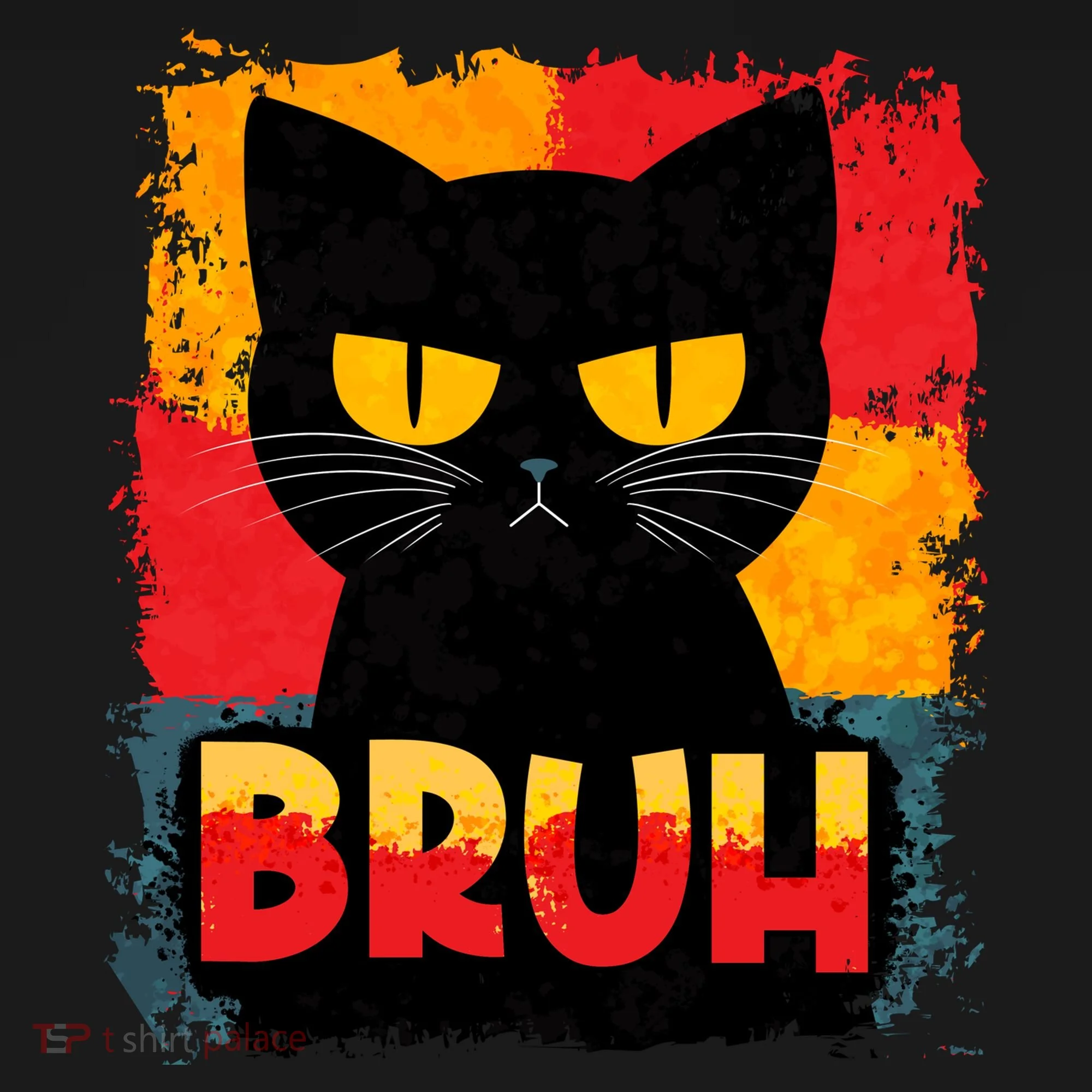 Funny Bruh Grumpy Black Cat Doggie Tank