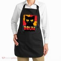 Funny Bruh Grumpy Black Cat Apron thumb 2