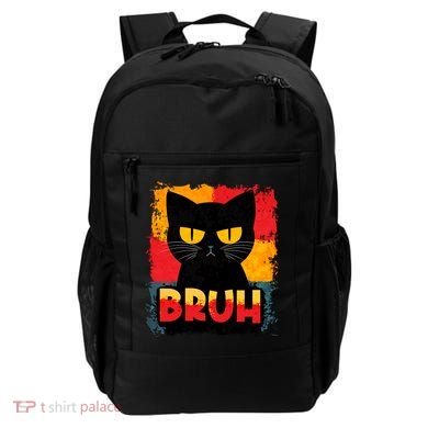 Funny Bruh Grumpy Black Cat Backpack