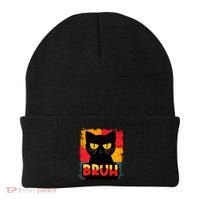 Funny Bruh Grumpy Black Cat Beanie thumb 0