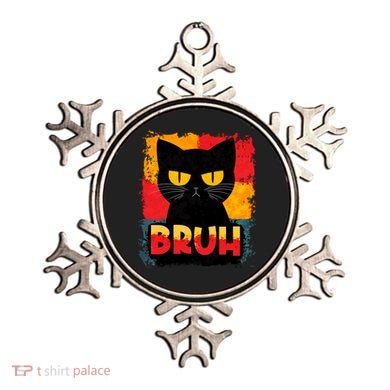 Funny Bruh Grumpy Black Cat Ornament