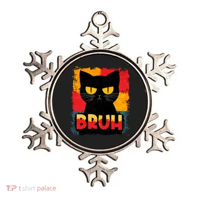 Funny Bruh Grumpy Black Cat Ornament