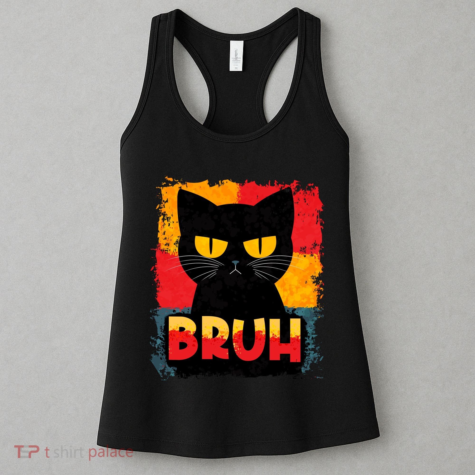 Funny Bruh Grumpy Black Cat Women's Tank Top