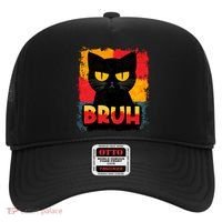Funny Bruh Grumpy Black Cat Hat thumb 0