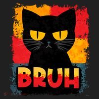 Funny Bruh Grumpy Black Cat Hat thumb 2