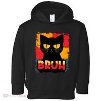 Funny Bruh Grumpy Black Cat Toddler Hoodie thumb 0