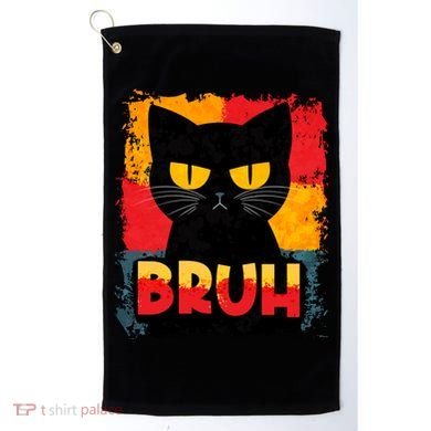 Funny Bruh Grumpy Black Cat Golf Towel