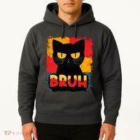 Funny Bruh Grumpy Black Cat Hoodie thumb 2