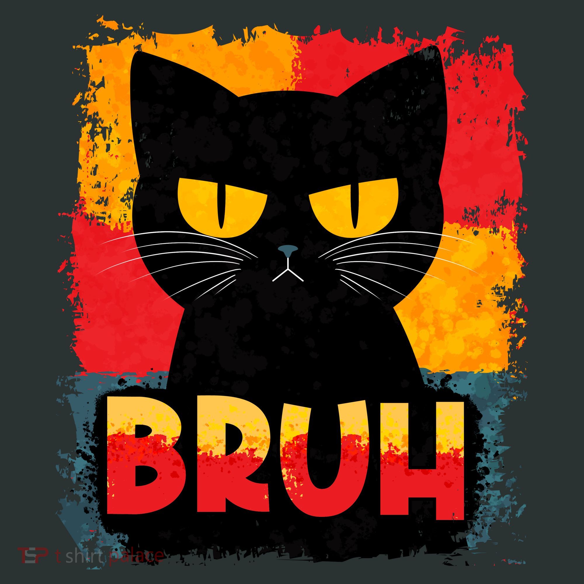 Funny Bruh Grumpy Black Cat Long Sleeve Shirt