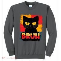 Funny Bruh Grumpy Black Cat Sweatshirt thumb 0