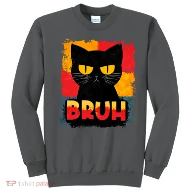 Funny Bruh Grumpy Black Cat Sweatshirt