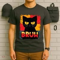Funny Bruh Grumpy Black Cat T-Shirt thumb 6