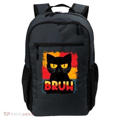 Funny Bruh Grumpy Black Cat Backpack