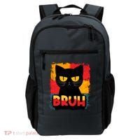 Funny Bruh Grumpy Black Cat Backpack thumb 0