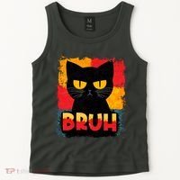 Funny Bruh Grumpy Black Cat Tank Top thumb 2