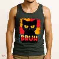 Funny Bruh Grumpy Black Cat Tank Top thumb 3